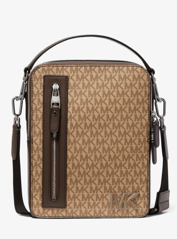 Panske Crossbody Kabelka Michael Kors Hudson Logo Flight Hnede - Tasky Michael Kors Lacne | UYAEG-3681